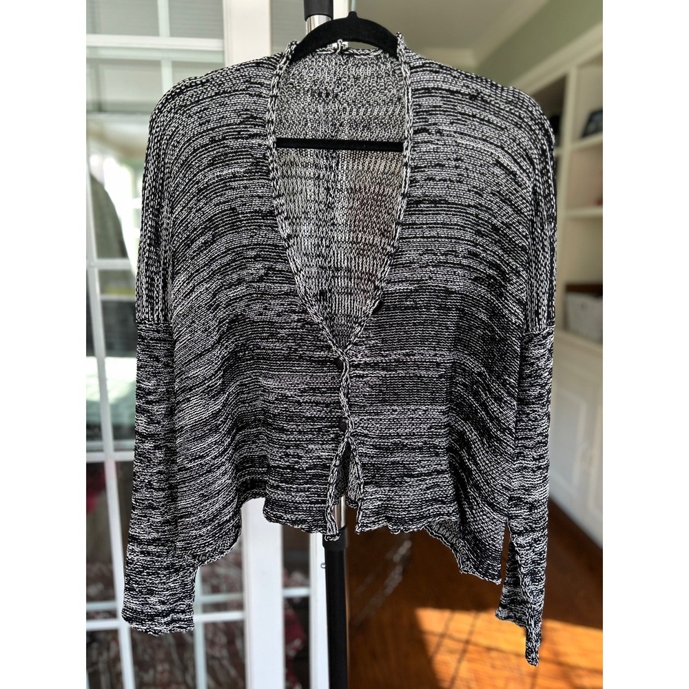 EUC Paper Temples Black & White Knit Sweater Cardigan Cardi Cotton Sz 3